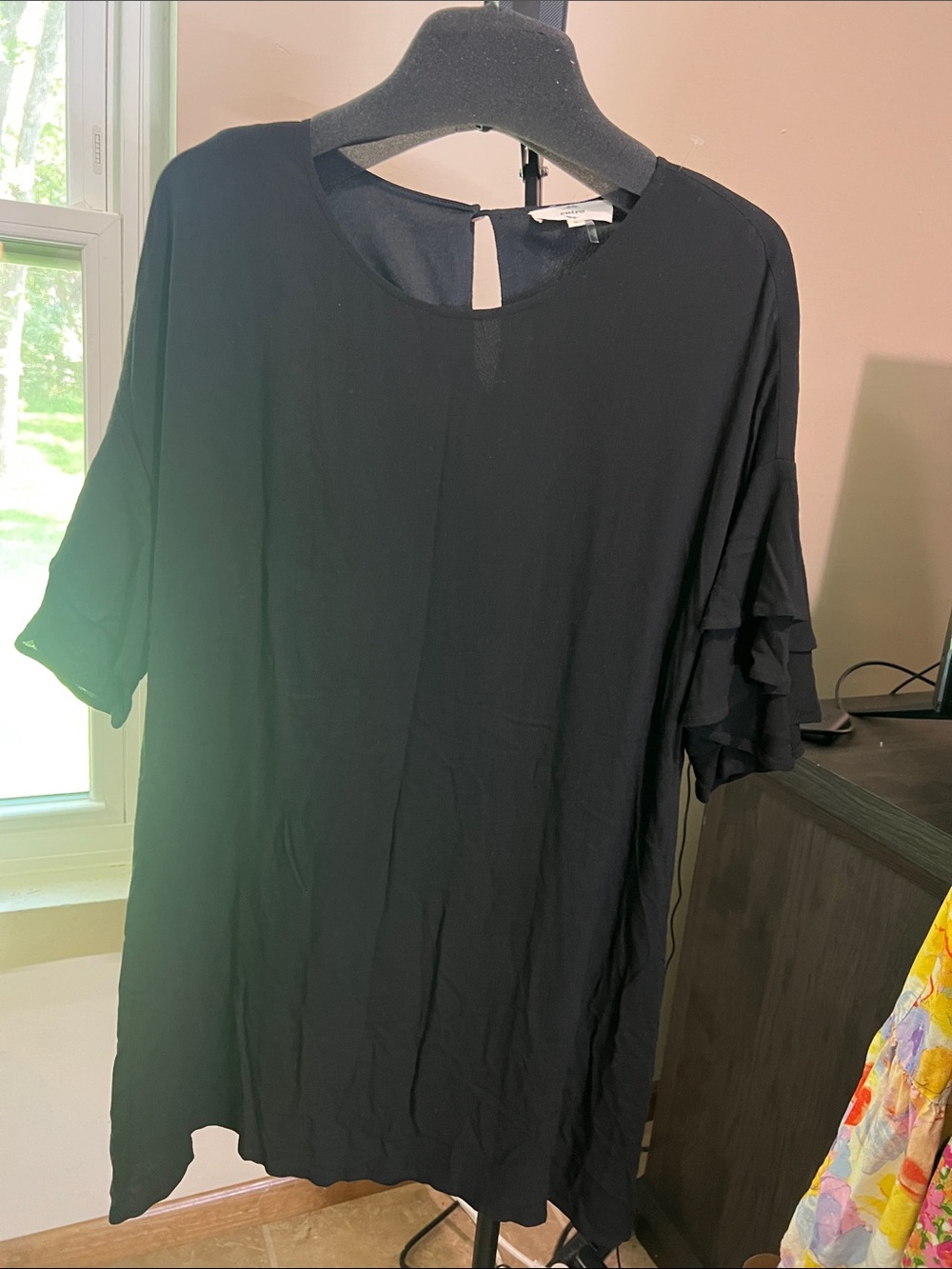 entro Black Ruffle Sleeve Mini Dress